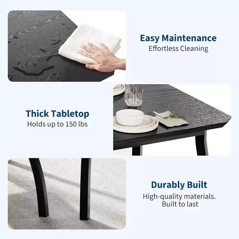 CuisinSmart Dining Table Set for 4, Kitchen Table with 2 Upholstered Bench, 3 Piece Dining Furniture Set for Small Space