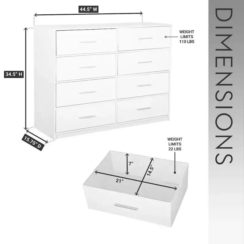Techni Home,8-Drawer Dresser with Large Fabric Drawers