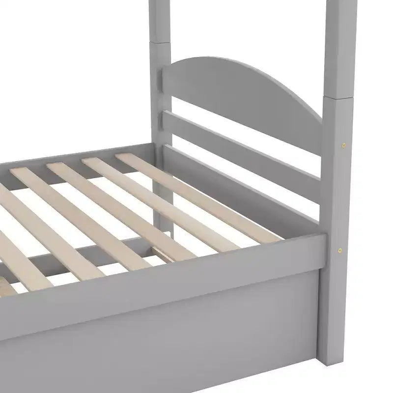 Twin L-Shaped Bunk bed with Trundle-White