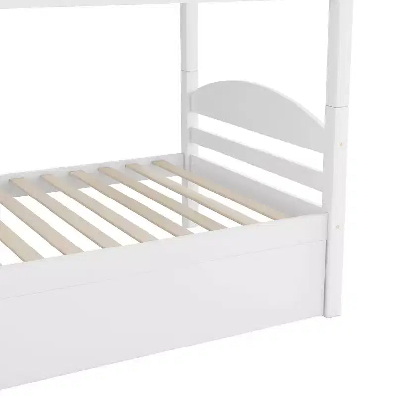 Twin L-Shaped Bunk bed with Trundle-White