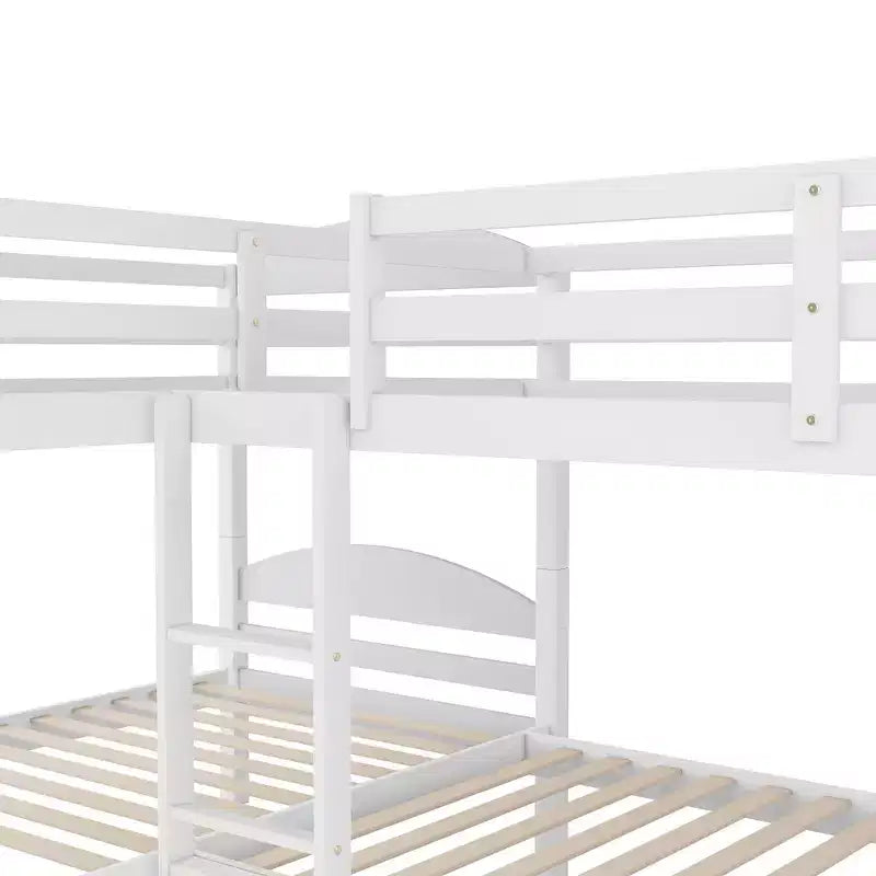 Twin L-Shaped Bunk bed with Trundle-White
