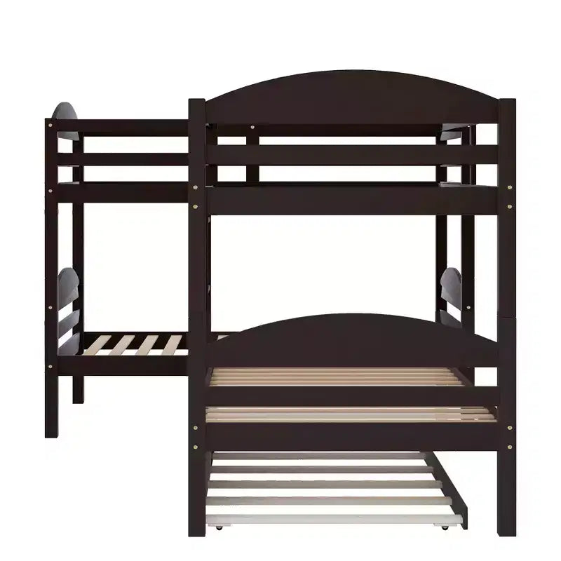 Twin L-Shaped Bunk bed with Trundle-White