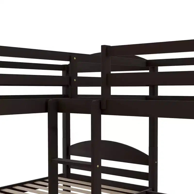 Twin L-Shaped Bunk bed with Trundle-White