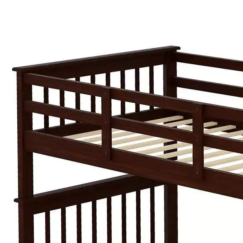 Stairway Twin-Over-Twin Bunk Bed with Storage and Guard Rail for Bedroom, Dorm, White color