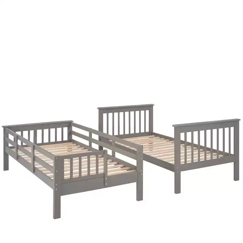 Stairway Twin-Over-Twin Bunk Bed with Storage and Guard Rail for Bedroom, Dorm, White color