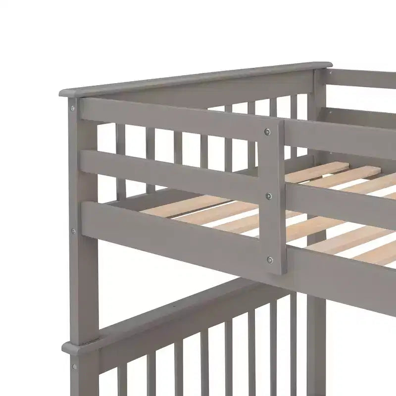 Stairway Twin-Over-Twin Bunk Bed with Storage and Guard Rail for Bedroom, Dorm, White color