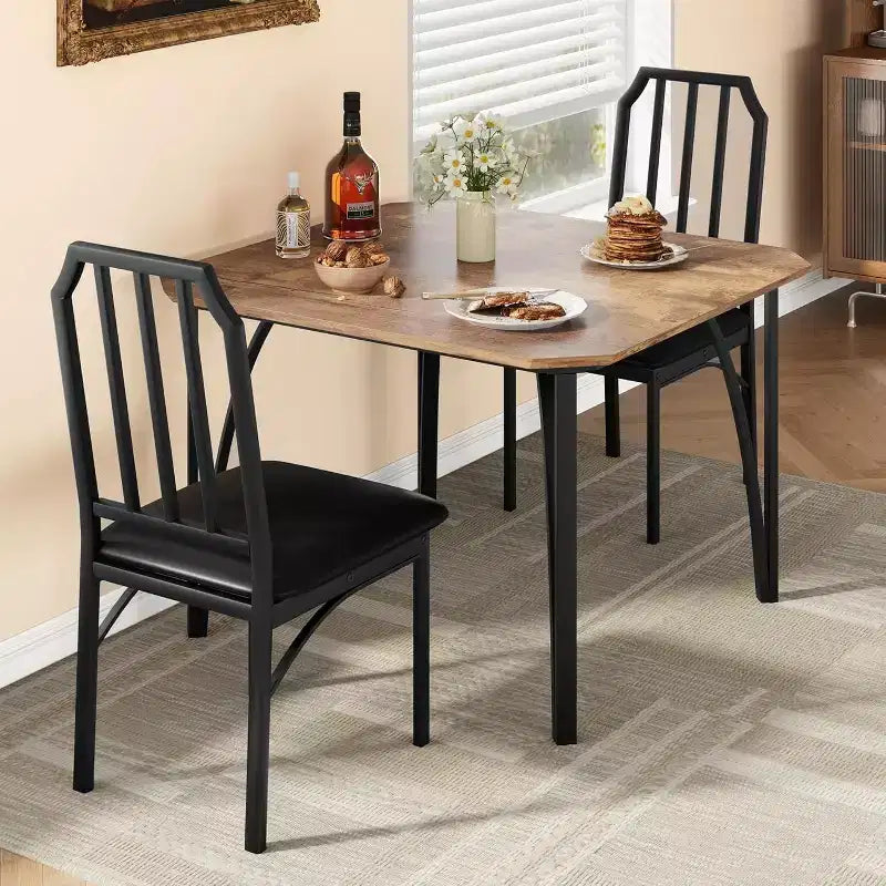 CuisinSmart Dining Table Set, with Chamfer Design, 3/5-Piece Kitchen Table with Upholstered Seats