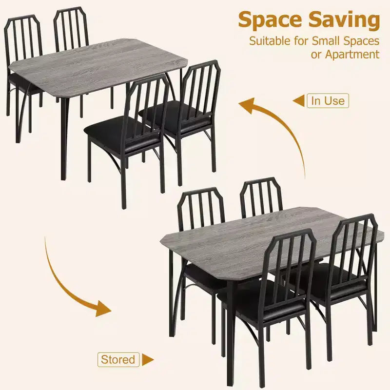 CuisinSmart Dining Table Set, with Chamfer Design, 3/5-Piece Kitchen Table with Upholstered Seats