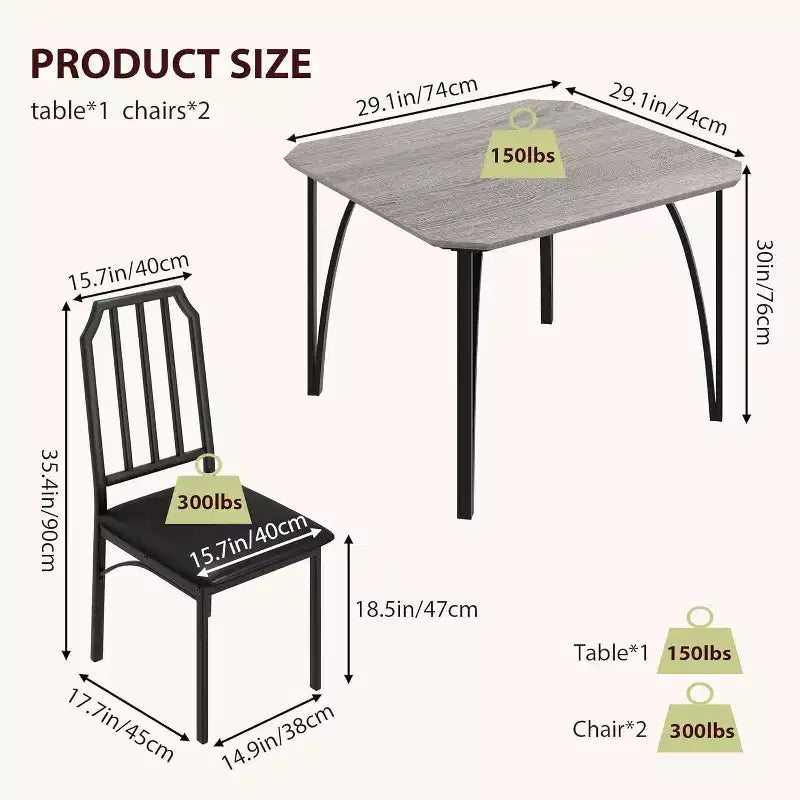 CuisinSmart Dining Table Set, with Chamfer Design, 3/5-Piece Kitchen Table with Upholstered Seats