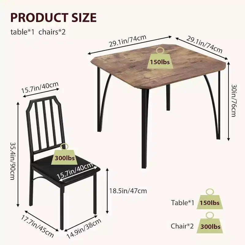 CuisinSmart Dining Table Set, with Chamfer Design, 3/5-Piece Kitchen Table with Upholstered Seats