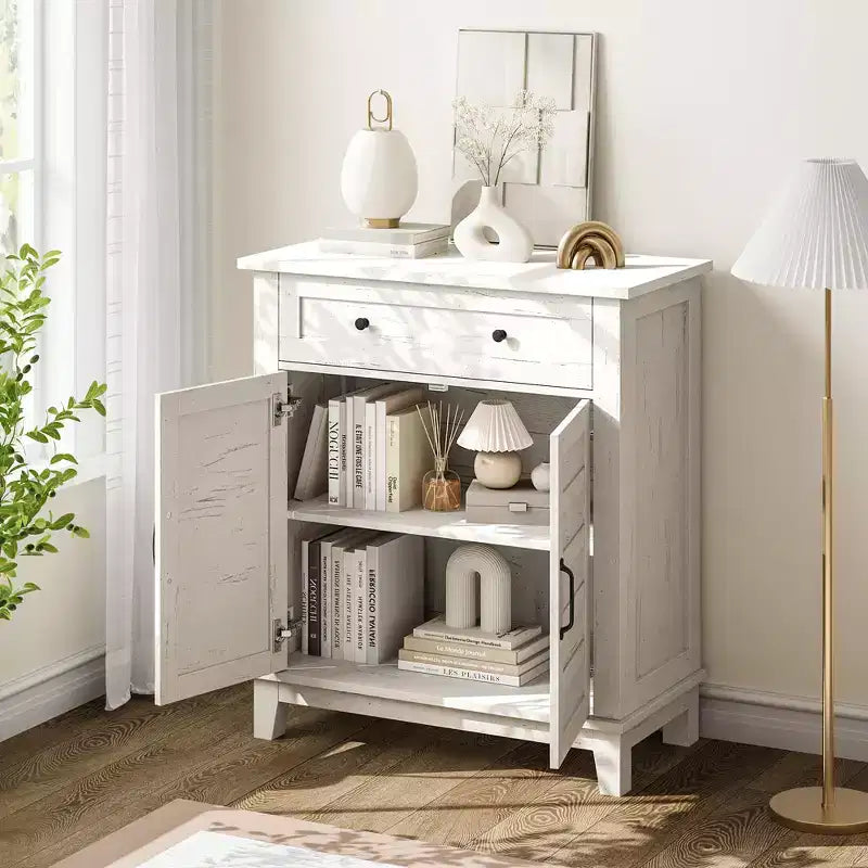 31.5 Sideboard Buffet Cabinet, Rustic Storage Cabinet with Adjustable Shelf, Entryway Console Cabinet, Coffee Bar Cabinet for Kitchen