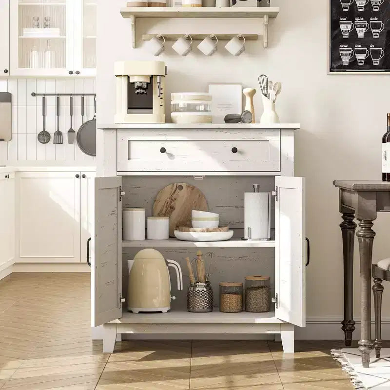 31.5 Sideboard Buffet Cabinet, Rustic Storage Cabinet with Adjustable Shelf, Entryway Console Cabinet, Coffee Bar Cabinet for Kitchen
