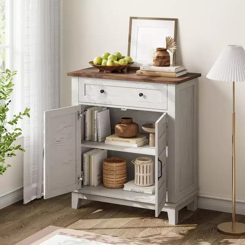 31.5 Sideboard Buffet Cabinet, Rustic Storage Cabinet with Adjustable Shelf, Entryway Console Cabinet, Coffee Bar Cabinet for Kitchen