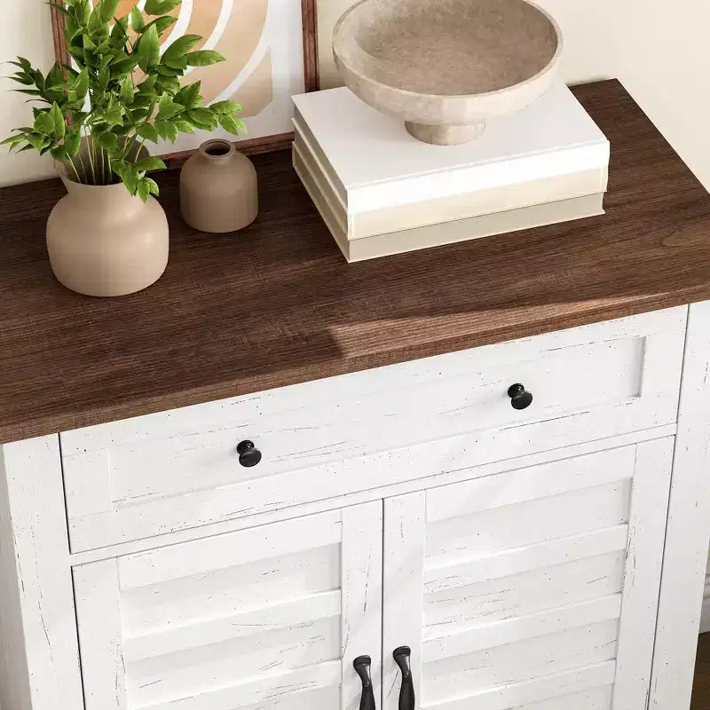 31.5 Sideboard Buffet Cabinet, Rustic Storage Cabinet with Adjustable Shelf, Entryway Console Cabinet, Coffee Bar Cabinet for Kitchen
