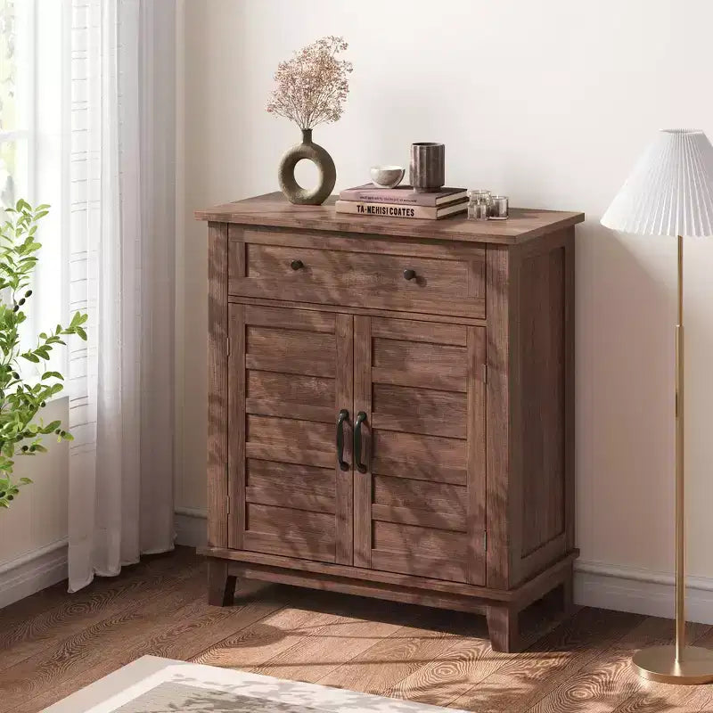 31.5 Sideboard Buffet Cabinet, Rustic Storage Cabinet with Adjustable Shelf, Entryway Console Cabinet, Coffee Bar Cabinet for Kitchen
