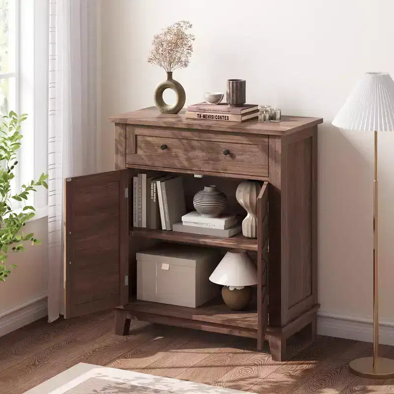 31.5 Sideboard Buffet Cabinet, Rustic Storage Cabinet with Adjustable Shelf, Entryway Console Cabinet, Coffee Bar Cabinet for Kitchen