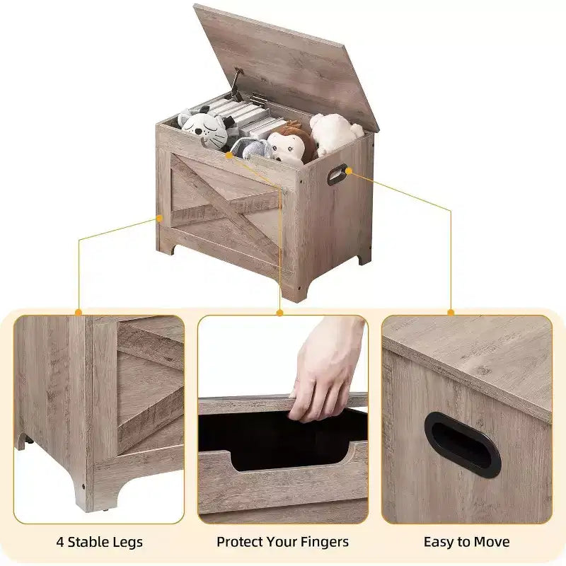 Acekool Storage Bench with Lift Top - Rustic Wood Entryway Seat & Organizer