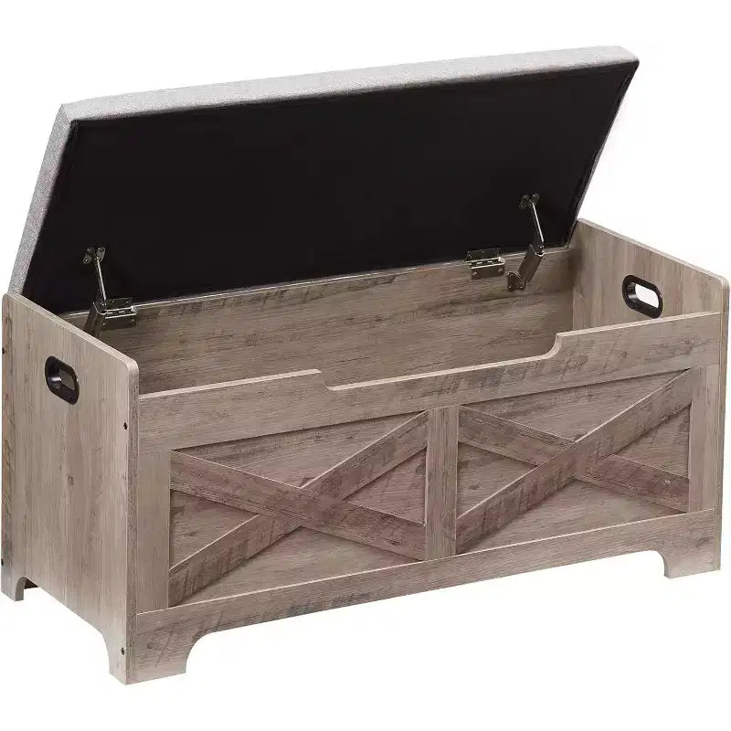 Acekool Storage Bench with Lift Top - Rustic Wood Entryway Seat & Organizer