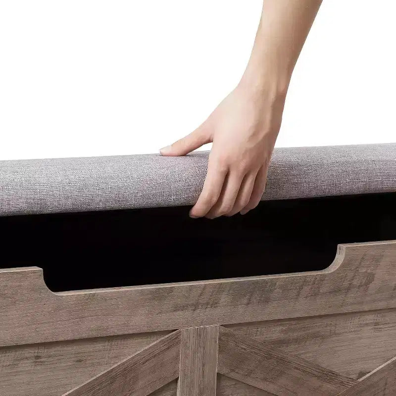 Acekool Storage Bench with Lift Top - Rustic Wood Entryway Seat & Organizer