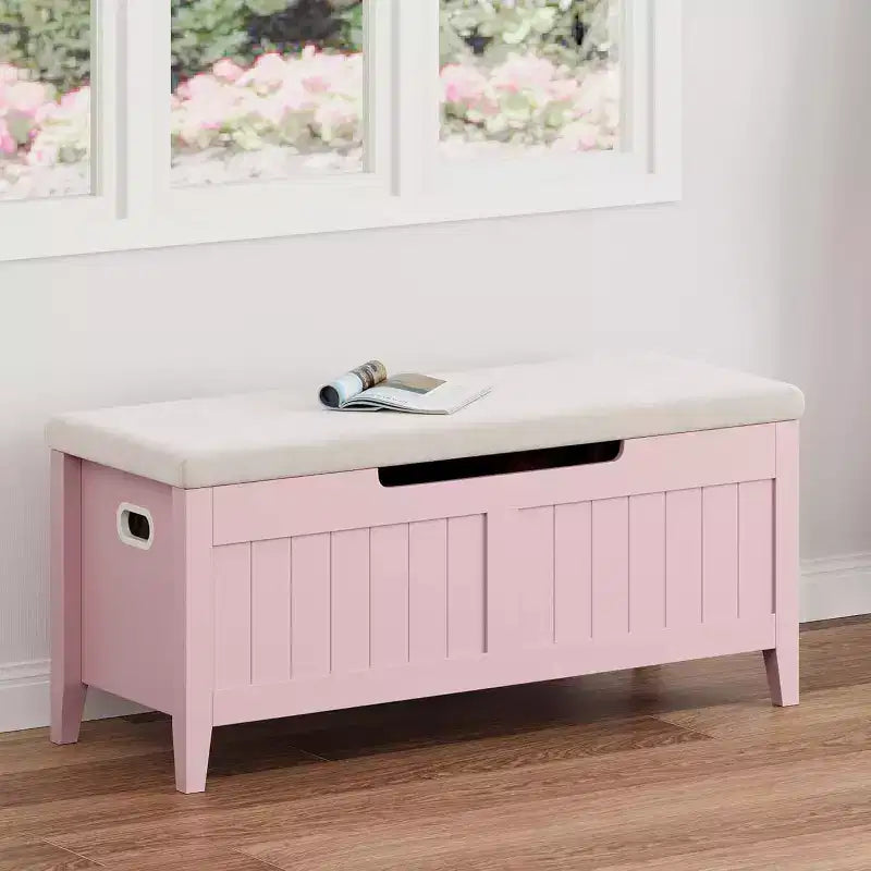 Acekool 39 Storage Bench with Cushion Seat and Safety Hinges  Entryway & Bedroom Shoe Organizer