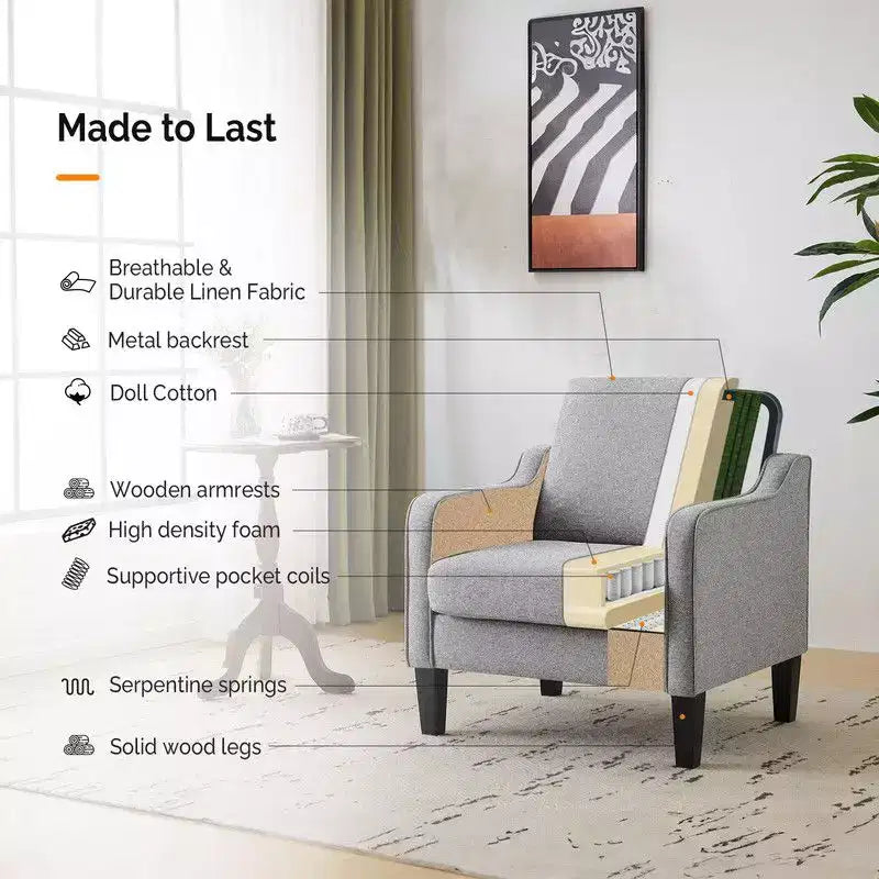 Karl Home |29.9 inch Wide Arm chair Single sofa