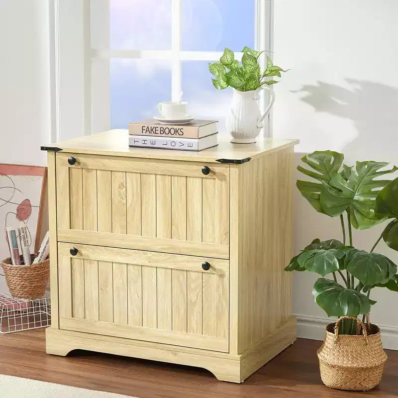 2 Drawer File Cabinet, 30 Wood Lateral Filing Cabinet w/File Folders for A4/Letter/Legal Size, Rustic Storage Cabinet Storage for Home Office