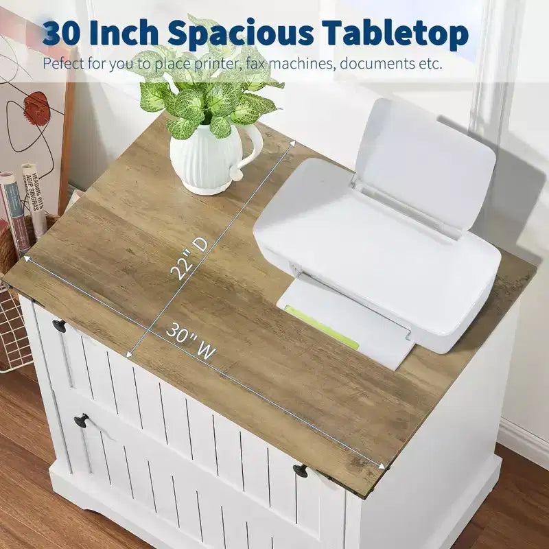 2 Drawer File Cabinet, 30 Wood Lateral Filing Cabinet w/File Folders for A4/Letter/Legal Size, Rustic Storage Cabinet Storage for Home Office