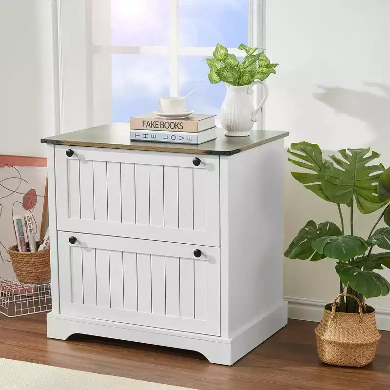 2 Drawer File Cabinet, 30 Wood Lateral Filing Cabinet w/File Folders for A4/Letter/Legal Size, Rustic Storage Cabinet Storage for Home Office
