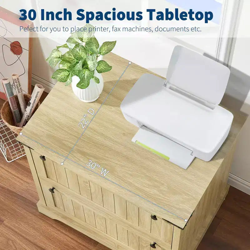 2 Drawer File Cabinet, 30 Wood Lateral Filing Cabinet w/File Folders for A4/Letter/Legal Size, Rustic Storage Cabinet Storage for Home Office