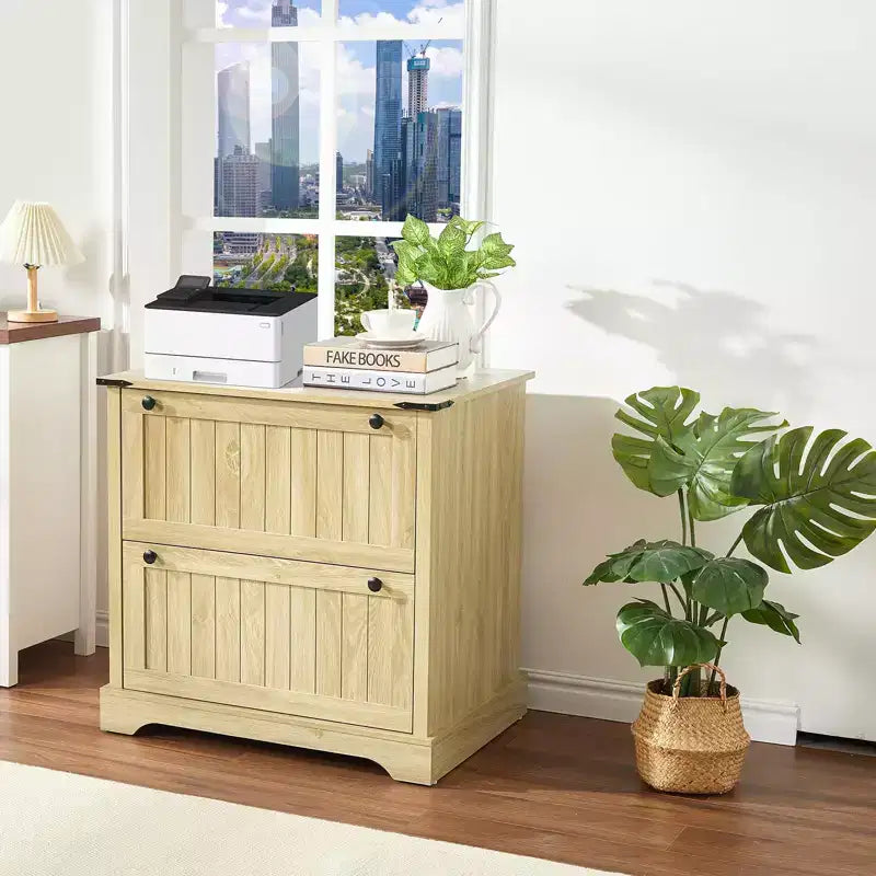 2 Drawer File Cabinet, 30 Wood Lateral Filing Cabinet w/File Folders for A4/Letter/Legal Size, Rustic Storage Cabinet Storage for Home Office