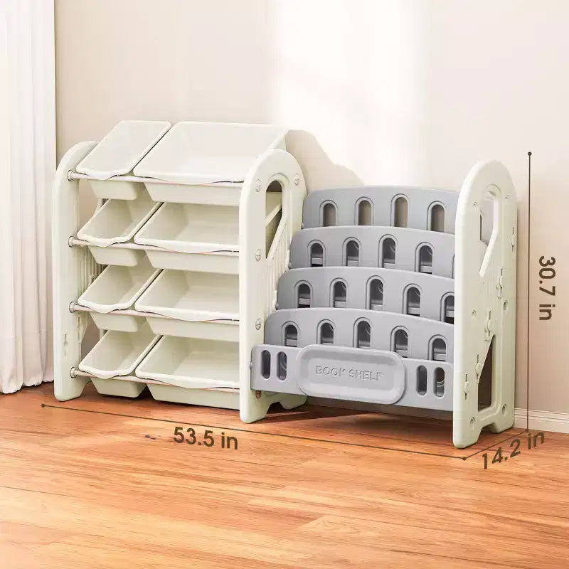 Kids Toy Storage Organizer with 12 Rolling Bins BPA-Free Plastic 4-Tier Playroom Shelf