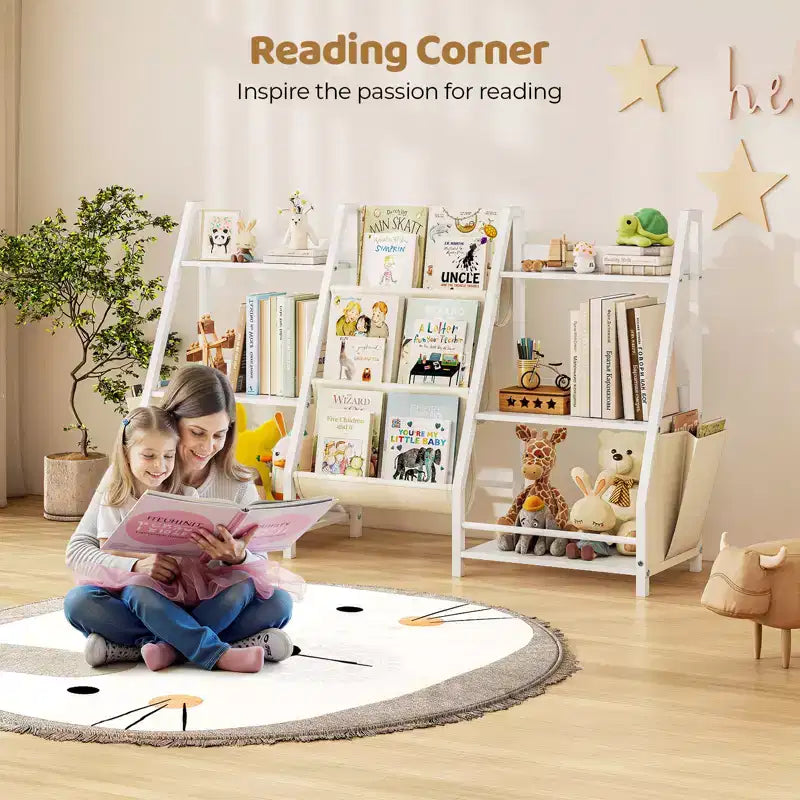 SUGIFT 3 Tier Kids Bookshelf and Toy Storage, Kids Bookcase, Toy Storage Organizer(White)
