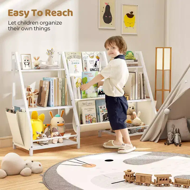 SUGIFT 3 Tier Kids Bookshelf and Toy Storage, Kids Bookcase, Toy Storage Organizer(White)