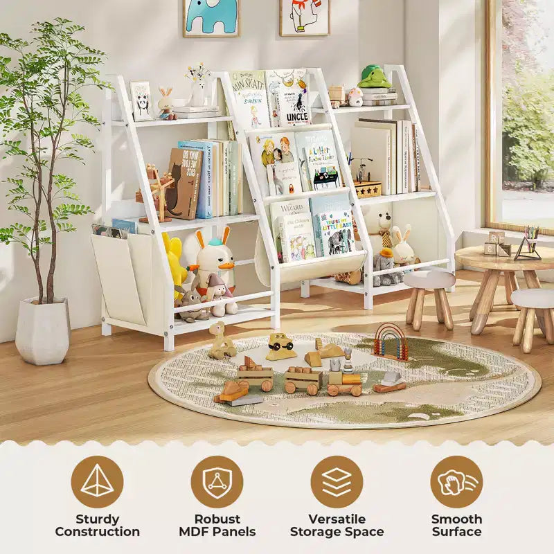 SUGIFT 3 Tier Kids Bookshelf and Toy Storage, Kids Bookcase, Toy Storage Organizer(White)