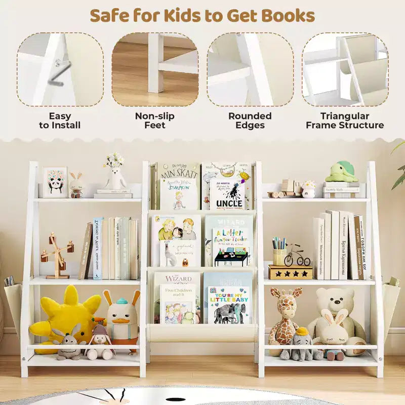 SUGIFT 3 Tier Kids Bookshelf and Toy Storage, Kids Bookcase, Toy Storage Organizer(White)
