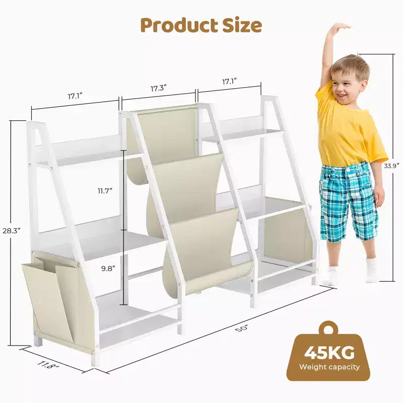 SUGIFT 3 Tier Kids Bookshelf and Toy Storage, Kids Bookcase, Toy Storage Organizer(White)