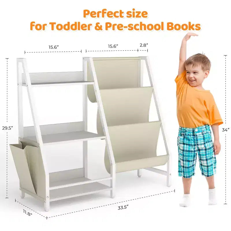 SUGIFT 3 Tier Kids Bookshelf and Toy Storage, Kids Bookcase, Toy Storage Organizer(White)