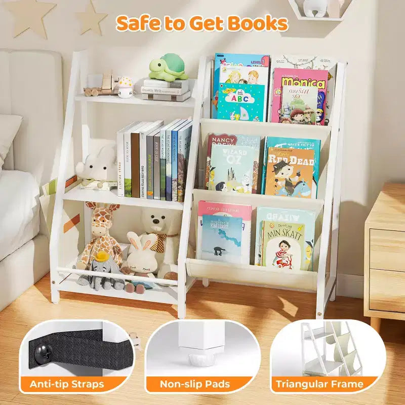 SUGIFT 3 Tier Kids Bookshelf and Toy Storage, Kids Bookcase, Toy Storage Organizer(White)