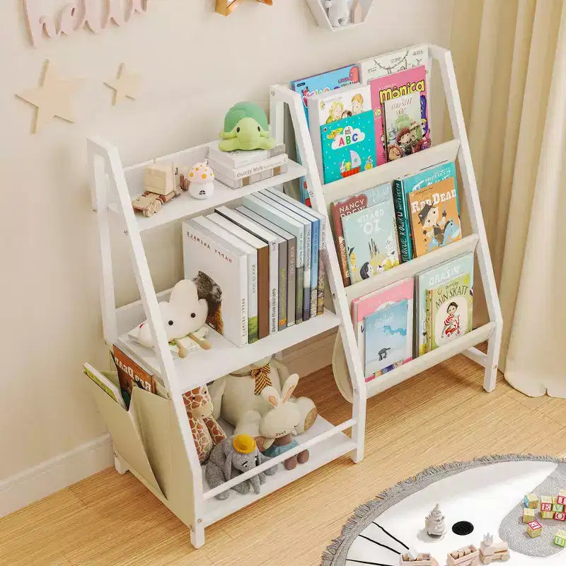 SUGIFT 3 Tier Kids Bookshelf and Toy Storage, Kids Bookcase, Toy Storage Organizer(White)
