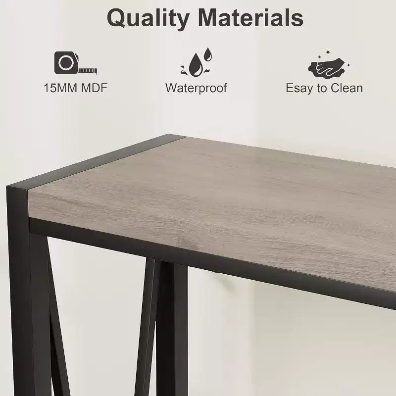 Acekool Industrial Console Table with V-Design, 2-Tier Entryway Sofa Table for Living Room & Hallway, Space-Saving Storage
