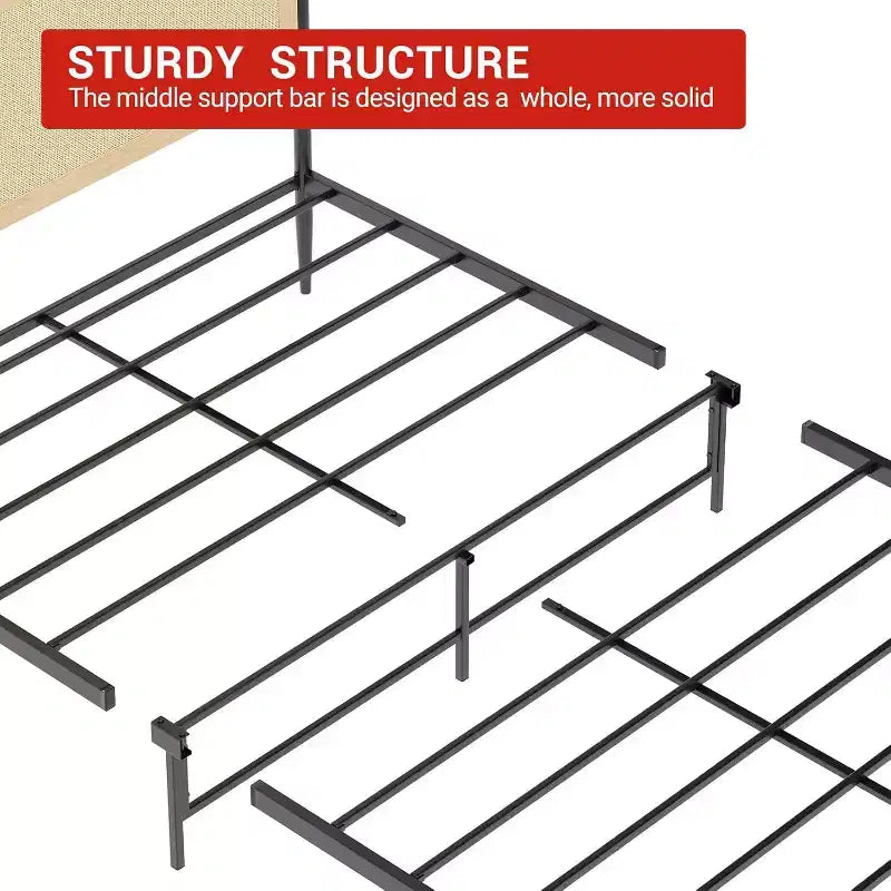 Acekool Full Rattan Bed Frame, Natural Rattan Headboard, Boho Platform, Under Bed Storage, No Box Spring Needed, White Oak