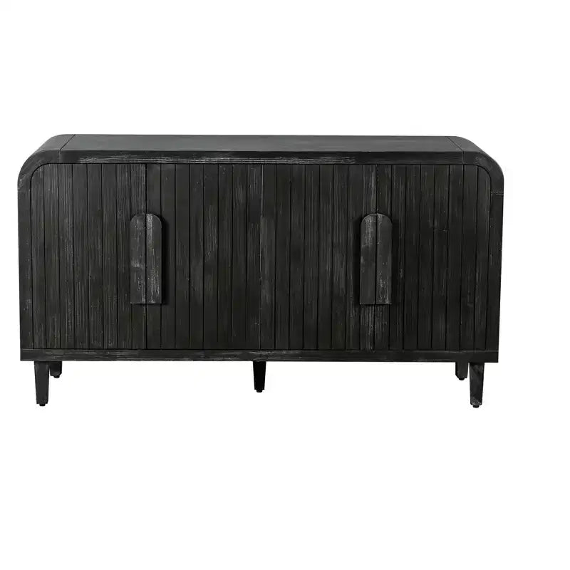 Antique Black Farmhouse Sideboard with Curved Storage
