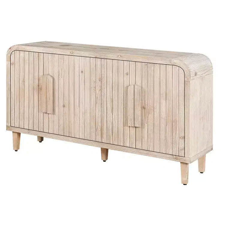 Antique Black Farmhouse Sideboard with Curved Storage