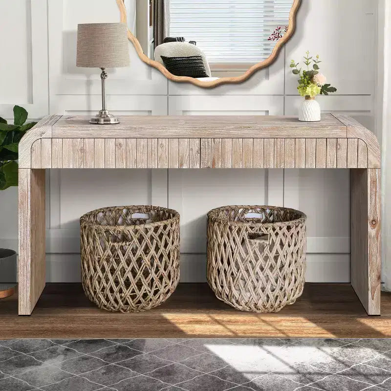 Antique Black Farmhouse Sideboard with Curved Storage