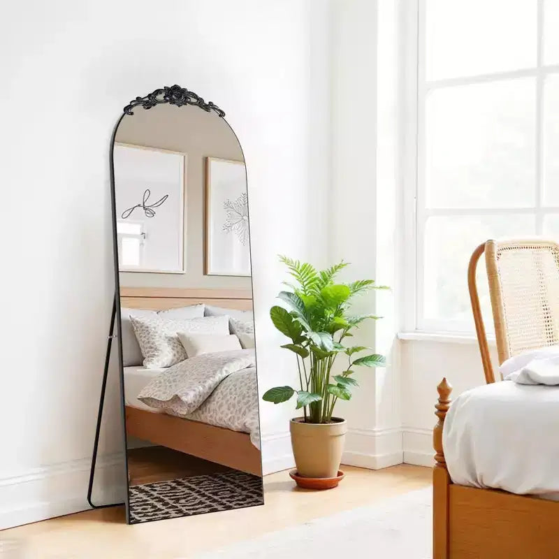 Wooden Right-Angled Arch Full-Length Mirror
