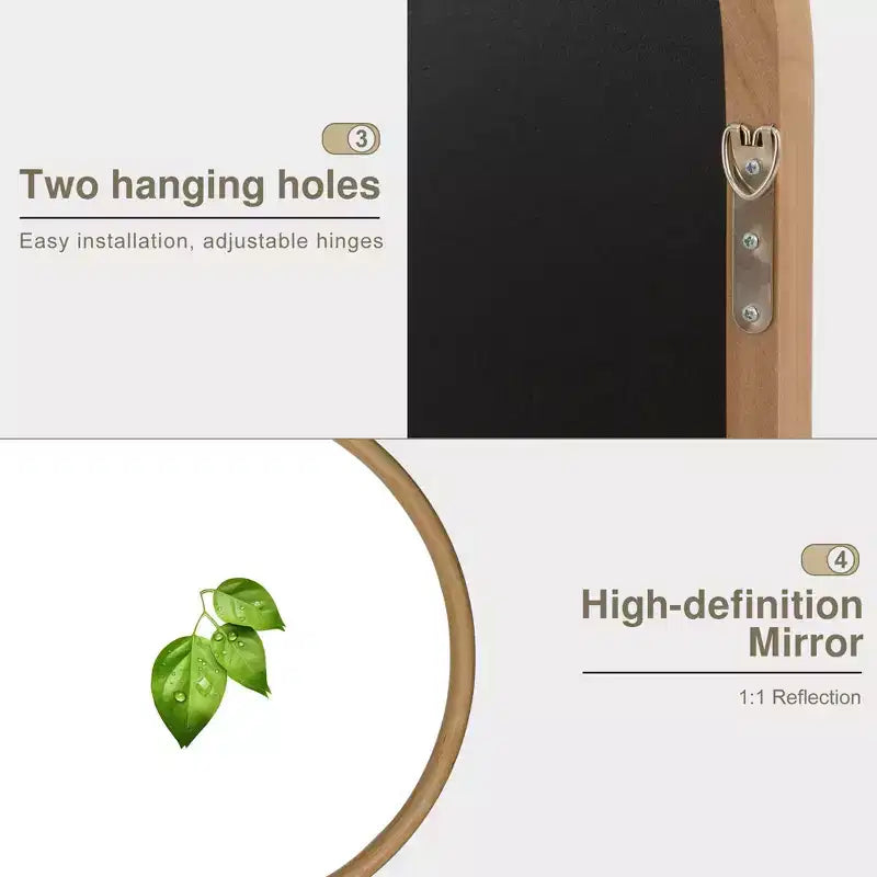 PexFix 37 in. W x 71 in. H Classic Carved Arch Wood Frame with Rattan Bottom Wall Mirror in Brown