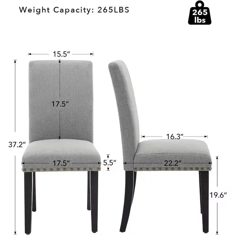 Acekool Upholstered Dining Chairs Set of 2, Wood Legs, Linen Fabric, for Dining Room and Kitchen