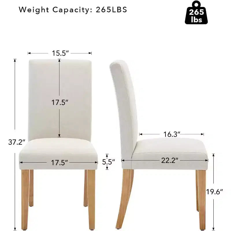 Acekool Upholstered Dining Chairs Set of 2, Wood Legs, Linen Fabric, for Dining Room and Kitchen