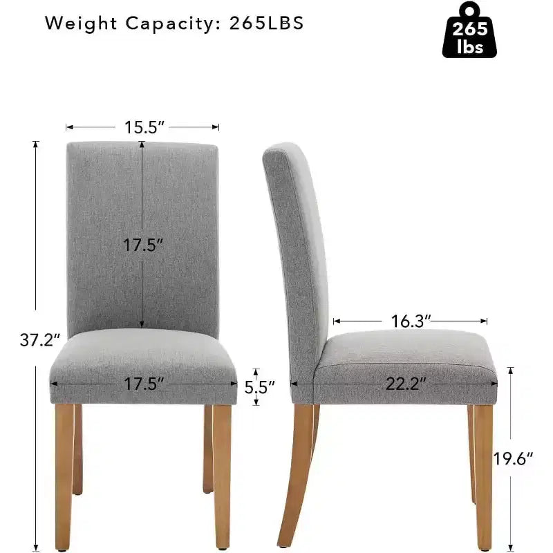 Acekool Upholstered Dining Chairs Set of 2, Wood Legs, Linen Fabric, for Dining Room and Kitchen