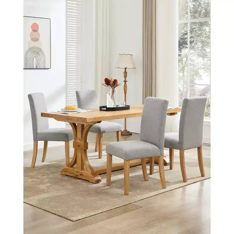 Acekool Upholstered Dining Chairs Set of 2, Wood Legs, Linen Fabric, for Dining Room and Kitchen